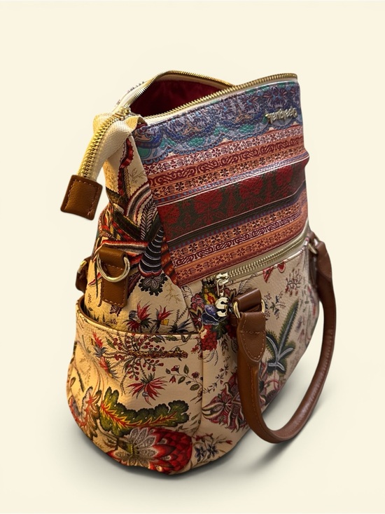 Desigual Handbags - Desigual Boho Floral Pattern Canvas Satchel Tote Bag